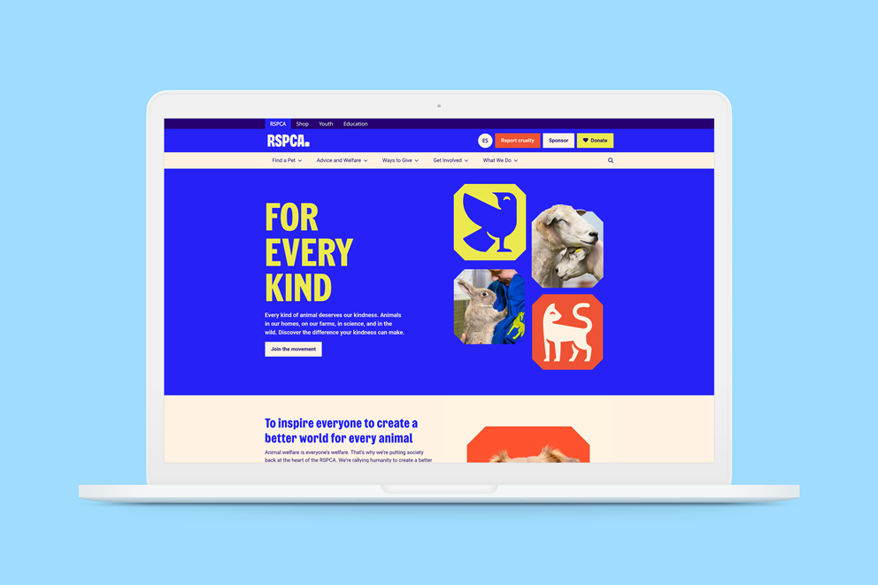 An image showing the new RSPCA website.